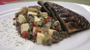 Warm Lentil Salad with Grilled Portabella
