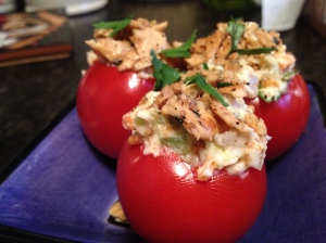 Stuffed Tomatoes with Cracker Topping