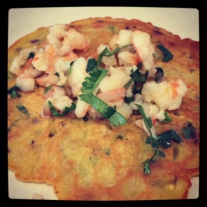 Ethnic Flavors Reign Supreme in San Francisco: chickpea pancake with shrimp